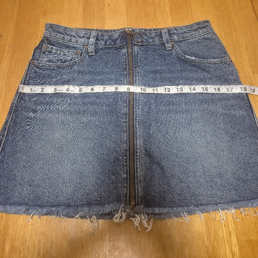 We The‎ Free Blue Denim Mini Skirt with Frayed Hem
